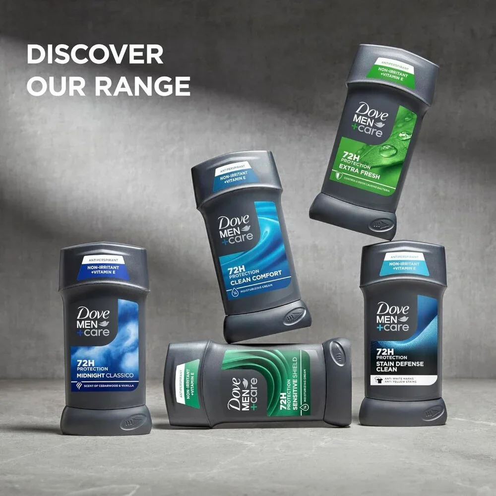 72H Odor & Stain Control Dove Men+Care Deodorant Stick - 4 Pack, Invisible Style